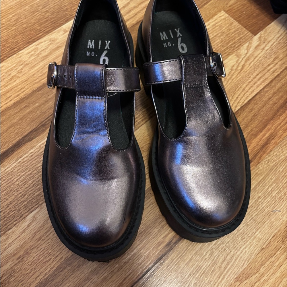 Mix No. 6 Metallic T-Strap Shoes
